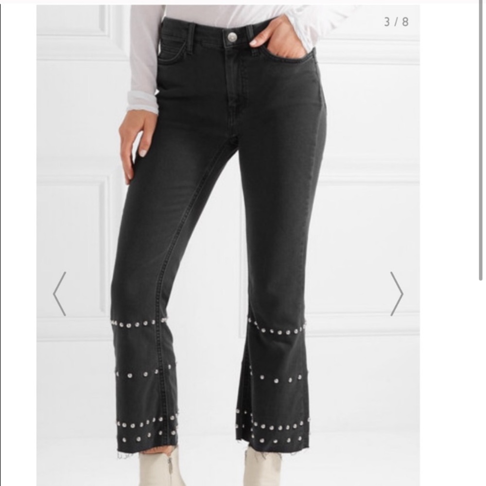 MIH Studded crop flare jean